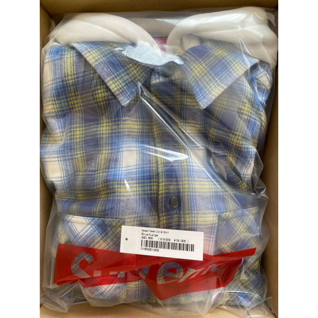 supreme Hooded Flannel Zip Up Shirt 青 1