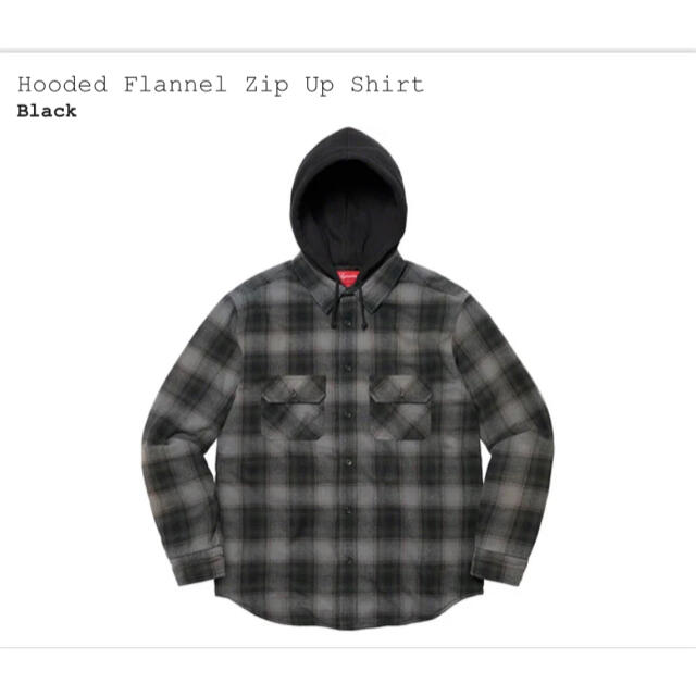 Supreme Hooded Flannel Zip Up Shirt SサイズBlackブラック黒サイズ