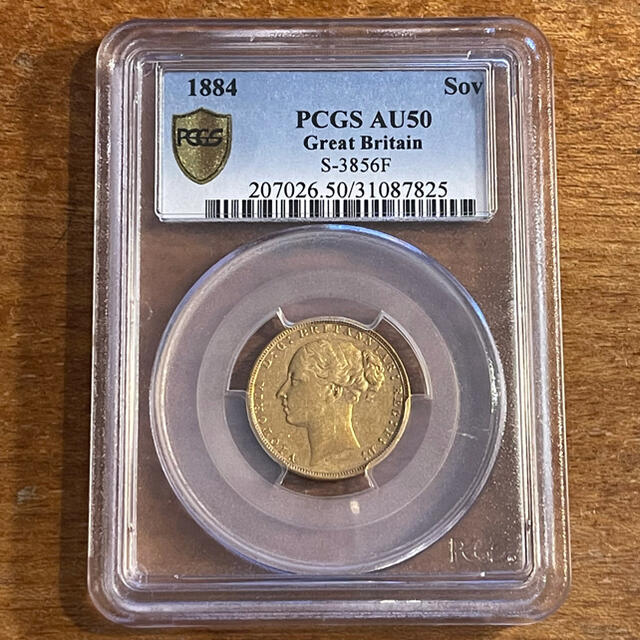 1884 イギリス　金ソブリン貨　PCGS AU50貨幣