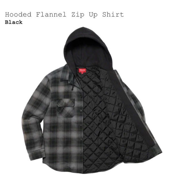 XL 黒 Supreme Hooded Flannel Zip Up Shirt 1