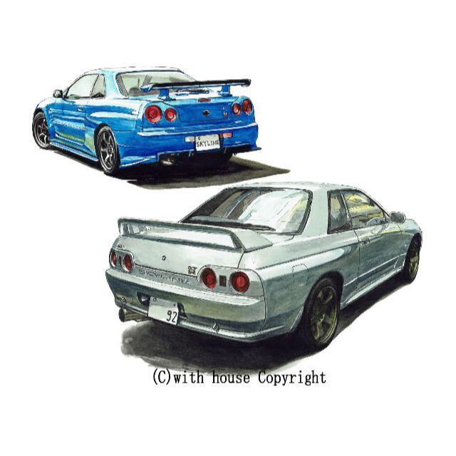 NC-886 GT-R R34/R32限定版画サイン額装作家平右ヱ門 1