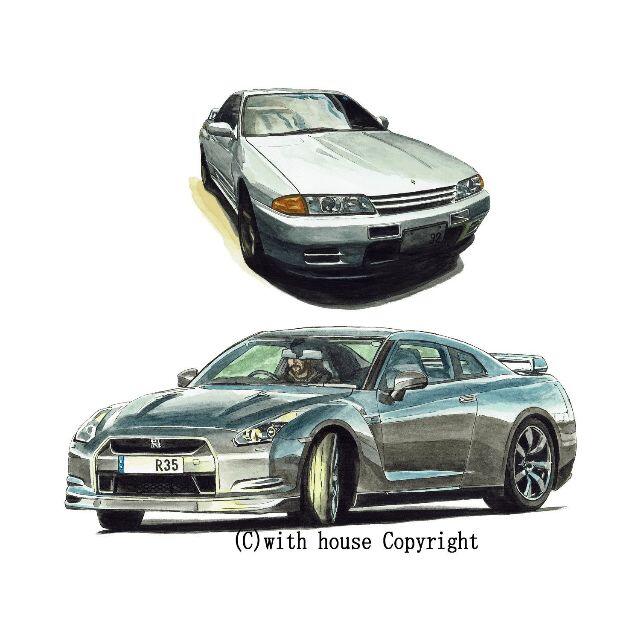 NC-887 GT-R R32/R35限定版画サイン額装作家平右ヱ門