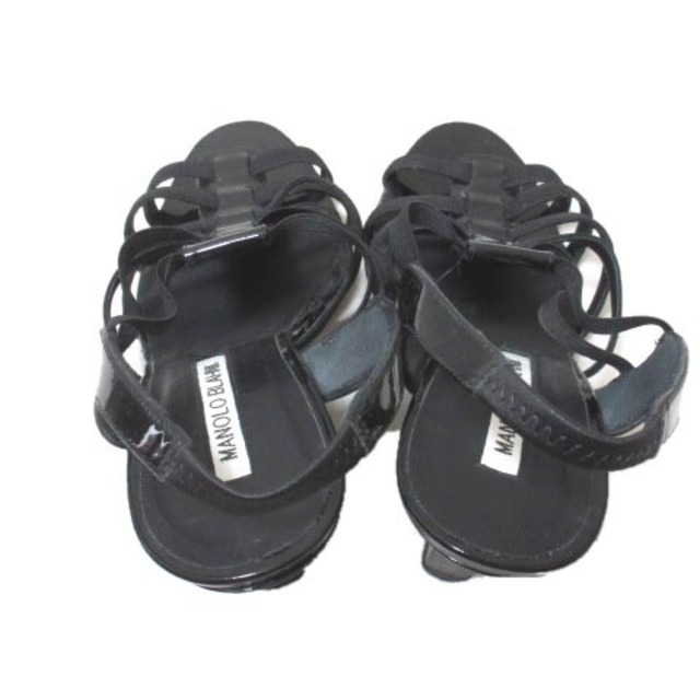 MANOLO BLAHNIK(マノロブラニク)のマノロブラニク グラディエーターサンダル レザー 黒 34 1/2 22.5cm レディースの靴/シューズ(サンダル)の商品写真