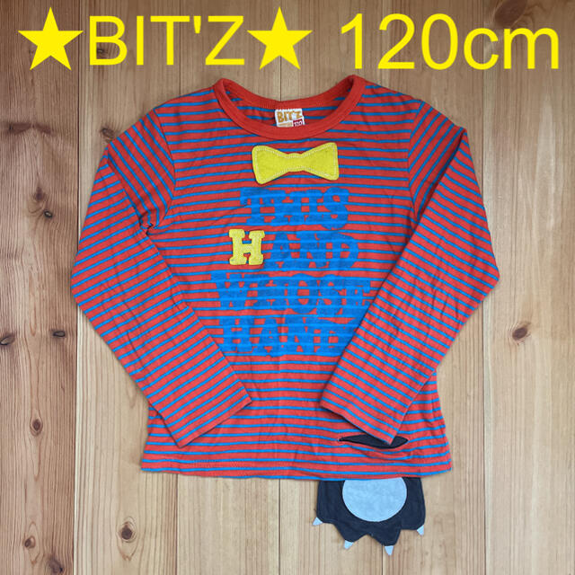 Bit'z(ビッツ)の☆美品☆BIT'Z ねこさんの手付きボーダー柄ロンT 120㎝ キッズ/ベビー/マタニティのキッズ服男の子用(90cm~)(Tシャツ/カットソー)の商品写真