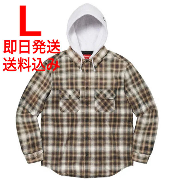 L Supreme Hooded Flannel Zip Up Shirtトップス
