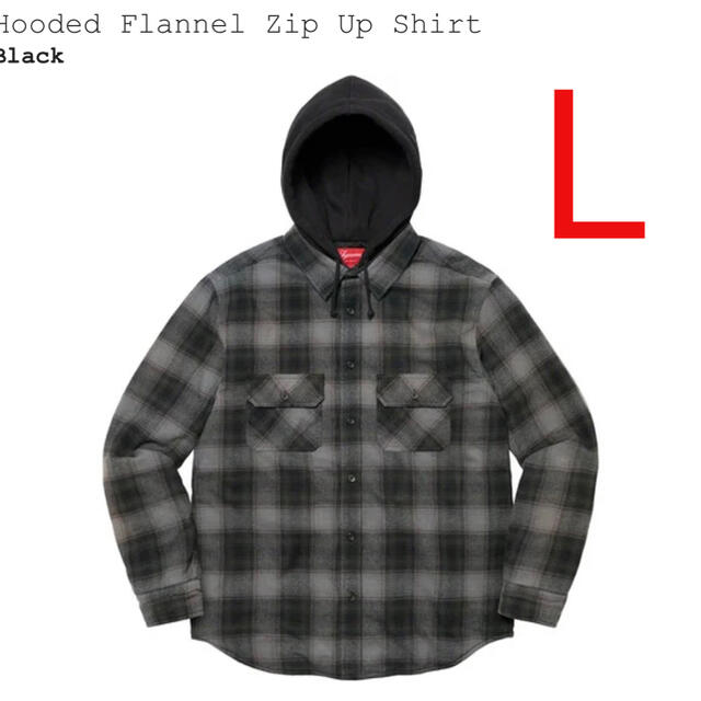 Supreme Hooded Flannel Zip Up Shirt L 黒トップス