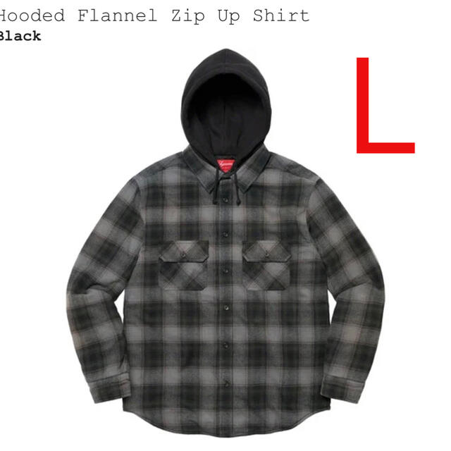 Supreme Hooded Flannel Zip Up Shirt L 黒