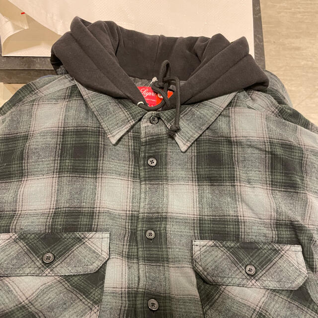 Supreme Hooded Flannel Zip Up Shirt L 黒