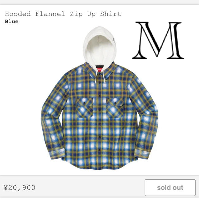 Supreme Hooded Flannel Zip Up Shirt 青 M