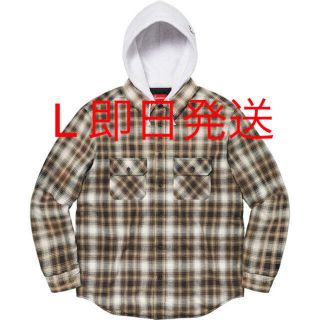 シュプリーム(Supreme)のSupreme Hooded Flannel Zip Up Shirt 茶色(Tシャツ/カットソー(七分/長袖))