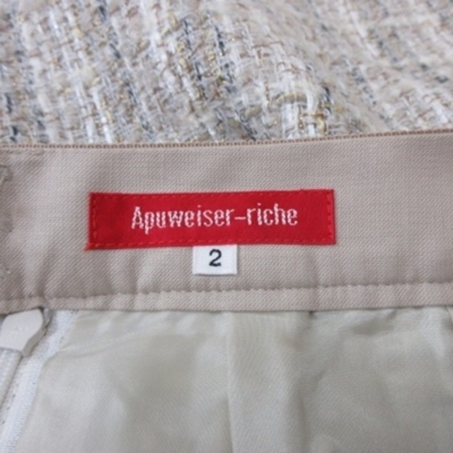 Apuweiser-riche(アプワイザーリッシェ)のアプワイザーリッシェ 台形スカート ミニ ツイード 総柄 2 ベージュ /YI レディースのスカート(ミニスカート)の商品写真