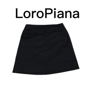 ロロピアーナ(LORO PIANA)のロロピアーナ　レディース　イタリア製　コットンミニスカート　ネイビー　ボトムス(ミニスカート)