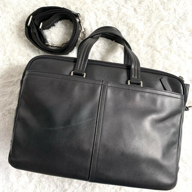 COACH(コーチ)の【極美品】コーチ　レキシトン　2way レザー　ビジネスバッグ　大容量　ブラック メンズのバッグ(ビジネスバッグ)の商品写真