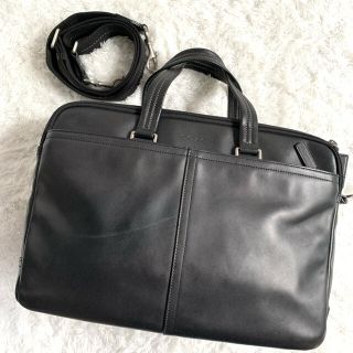 コーチ(COACH)の【極美品】コーチ　レキシトン　2way レザー　ビジネスバッグ　大容量　ブラック(ビジネスバッグ)