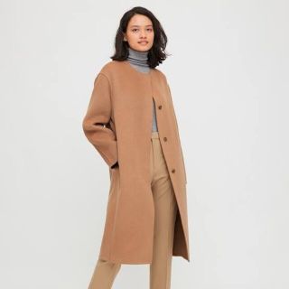 ユニクロ(UNIQLO)のユニクロ ダブルフェイスノーカラーコート(ロングコート)