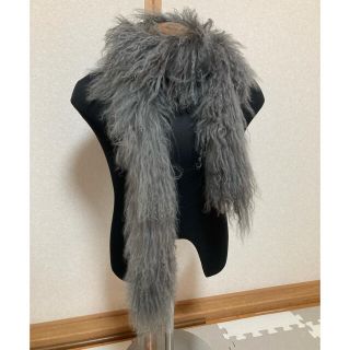 《美品》【VICKY】ビッキー　チベットラムファー　マフラー（BLACK）