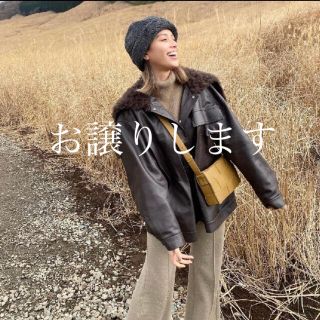 ルシェルブルー(LE CIEL BLEU)のIRENE FUR HOODED LEATHER JACKET レザージャケット(その他)