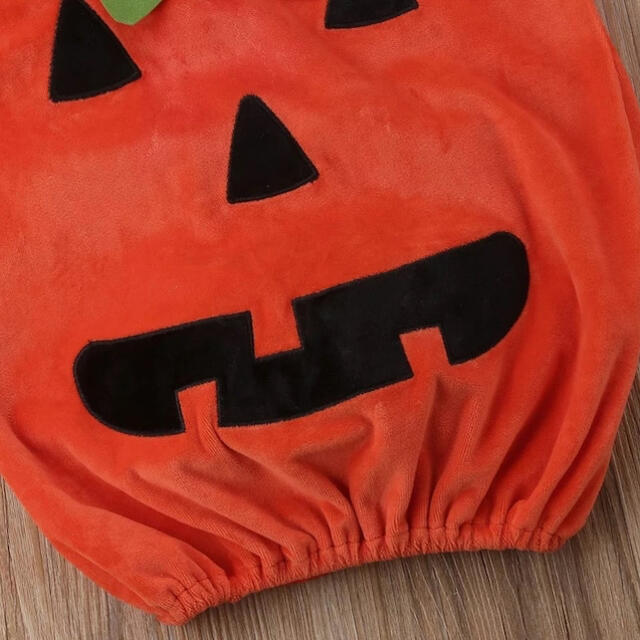 匿名即日発送かぼちゃコスチューム　ジャックオランタン　90 ハンドメイドのキッズ/ベビー(ファッション雑貨)の商品写真