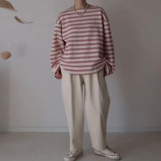 ドゥーズィエムクラス(DEUXIEME CLASSE)のargue French Antique Border Pullover・RED(カットソー(長袖/七分))