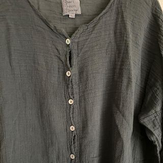 Plage アトリエフランセ 別注 HENLY NECK L/SL シャツ 再値下げしま