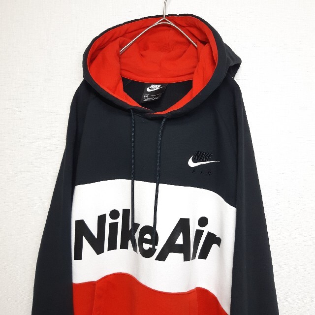 NIKE AIR プルオーバー パーカー ビッグロゴ ビッグサイズ 黒×赤 LL