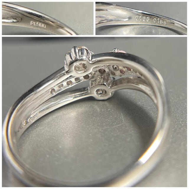 フラワーモチーフ！PTピンクダイアモンドリング0.158ct レディースのアクセサリー(リング(指輪))の商品写真