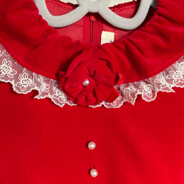 女児95 ワンピース　赤　 キッズ/ベビー/マタニティのキッズ服女の子用(90cm~)(ドレス/フォーマル)の商品写真