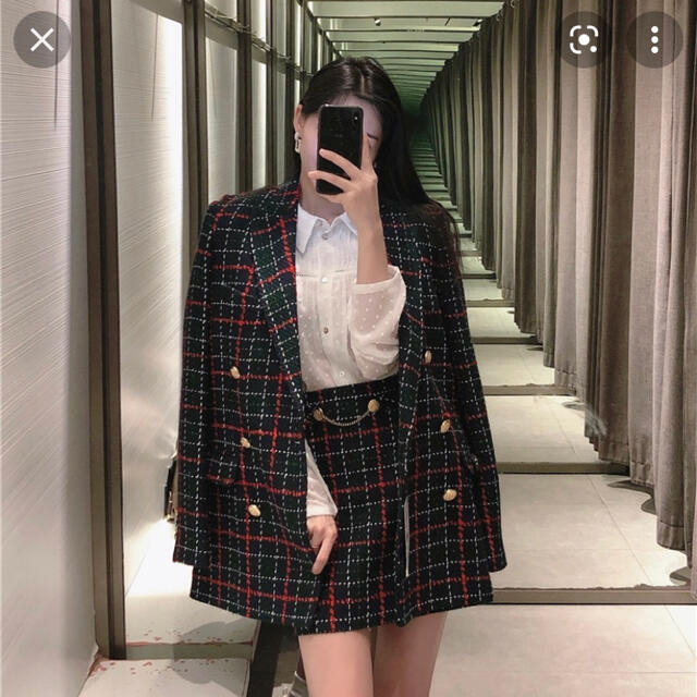 最安価格 ZARA チェック柄 オーバーサイズ ジャケット グリーン tdh