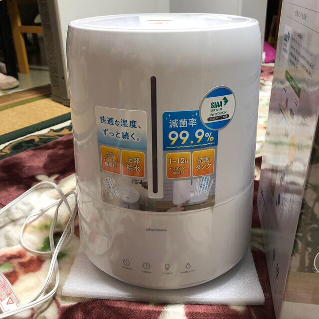 plus+more 超音波式上部給水加湿器 湿度コントロール機能付 MO-HF0 スマホ/家電/カメラの生活家電(加湿器/除湿機)の商品写真