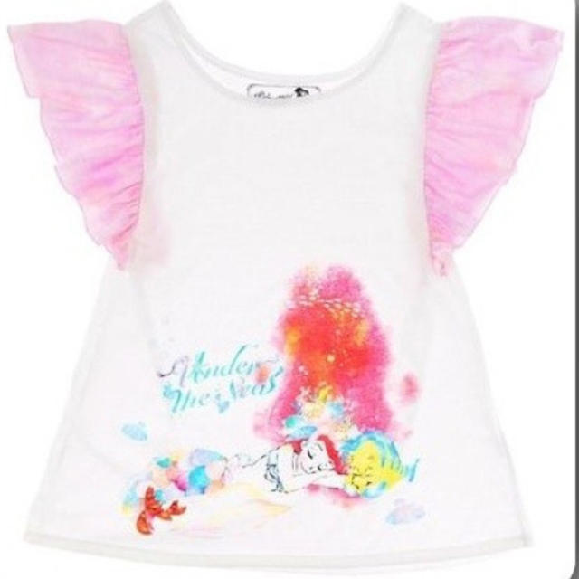 Disney(ディズニー)のディズニー ストア アリエル フリル Tシャツ ピンク ホワイト レディースのトップス(Tシャツ(半袖/袖なし))の商品写真