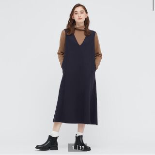 ユニクロ(UNIQLO)のUNIQLO ブラッシュドジャージージャンパースカート(ロングワンピース/マキシワンピース)