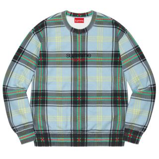 シュプリーム(Supreme)のSupreme 21SS Plaid Crewneck Light Blue L(スウェット)