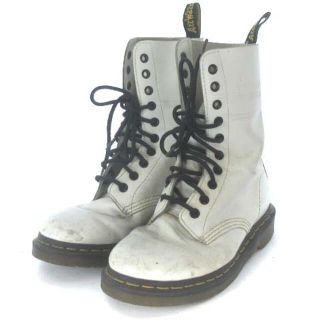 ドクターマーチン(Dr.Martens)のドクターマーチン 10ホール ロング ブーツ レザー 本革 白 23.0 靴(ブーツ)