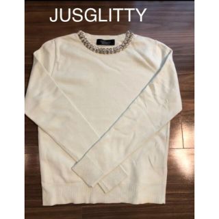 ジャスグリッティー(JUSGLITTY)のJUSGLITTY 衿ビジューニット(ニット/セーター)