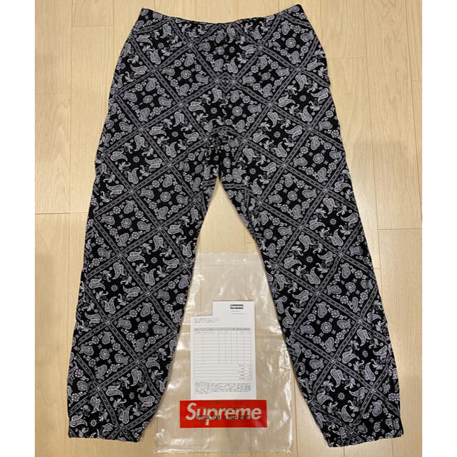 メンズsupreme bandana track pant S black  バンダナ