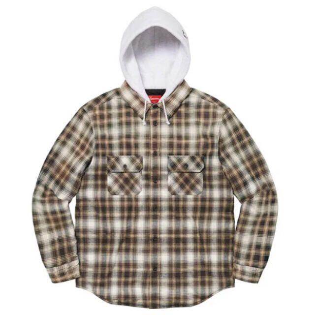 supreme Hooded Flannel Zip Up Shirt XL