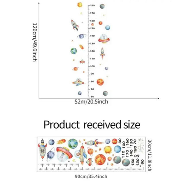 ウォールステッカー 身長計 ロケット 宇宙 壁 シール インテリア/住まい/日用品のインテリア小物(その他)の商品写真