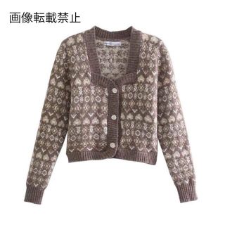 ザラ(ZARA)の🎃10月新作👻6455◆柄 ニット カーディガン(カーディガン)