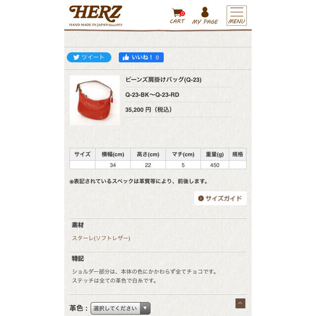 HERZ(ヘルツ)の❤︎塩様専用❤︎HERZ  　ビーンズ肩掛け　Q -23-CH ソフトレザー レディースのバッグ(ショルダーバッグ)の商品写真