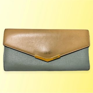 フェンディ(FENDI)のFENDI フェンディトゥージュール 長財布 バイカラー グリーン系 イエロー系(財布)