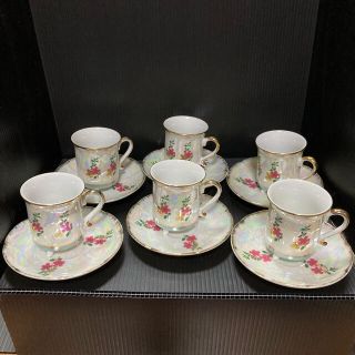 コーヒーカップ&受け皿　6セット♡小さめで上品な逸品(グラス/カップ)