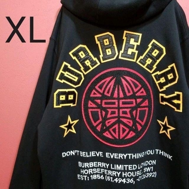 ッペン BURBERRY - 美品☆BURBERRYパーカー トナカイワッペン オーバーシルエット黒XLの通販 by ひろくん's shop