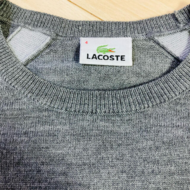 LACOSTE(ラコステ)のLACOSTE ラコステ/ウール100長袖ニット/ワンポイントワニ/美品 メンズのトップス(ニット/セーター)の商品写真