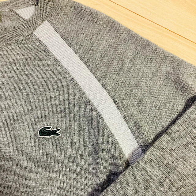 LACOSTE(ラコステ)のLACOSTE ラコステ/ウール100長袖ニット/ワンポイントワニ/美品 メンズのトップス(ニット/セーター)の商品写真