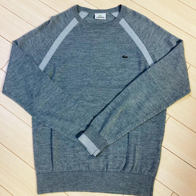 LACOSTE ラコステ/ウール100長袖ニット/ワンポイントワニ/美品