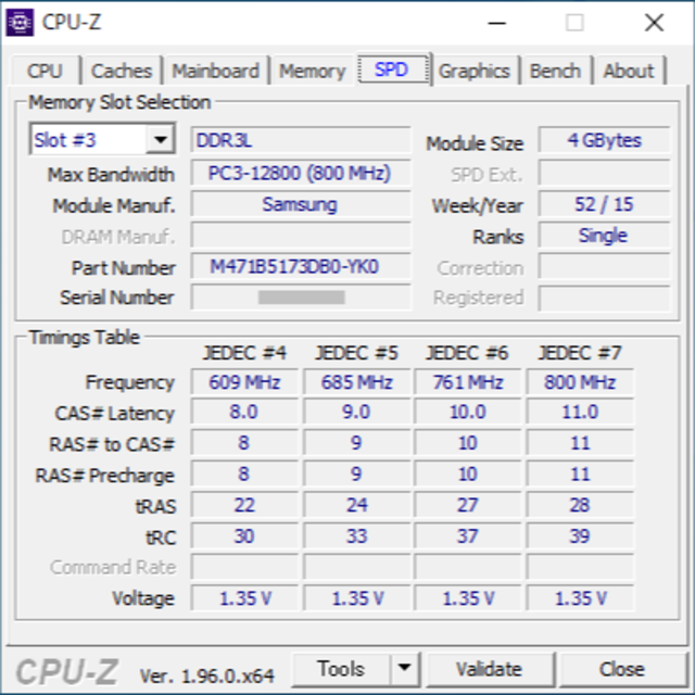 SAMSUNG(サムスン)のサムスン純正 DDR3L-1600 8GB 4GBx2 ノートパソコン用メモリ スマホ/家電/カメラのPC/タブレット(PCパーツ)の商品写真