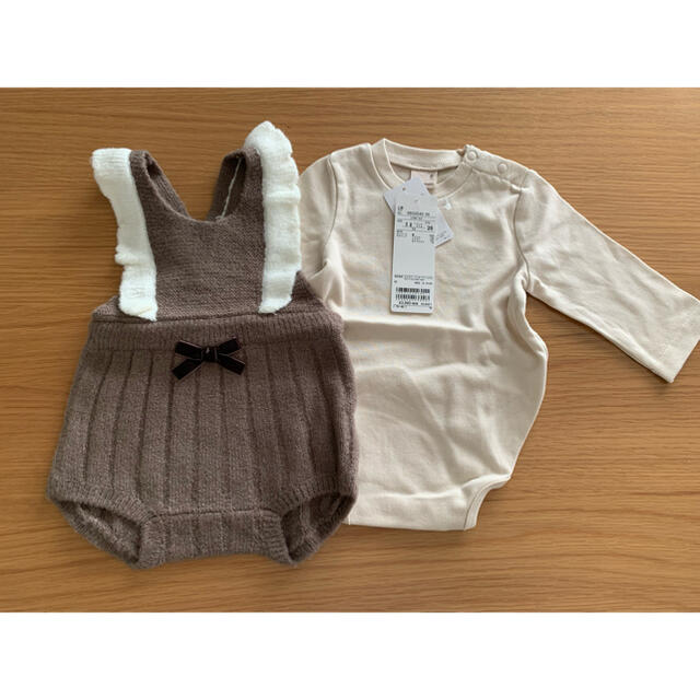 petit main(プティマイン)の専用　petit main ロンパースセットとタイツ キッズ/ベビー/マタニティのベビー服(~85cm)(ロンパース)の商品写真