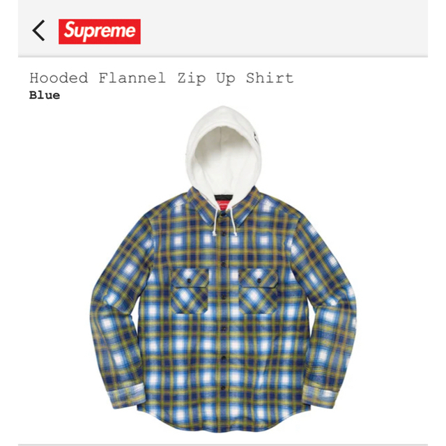 supreme Hooded Flannel Zip Up Shirt Blue