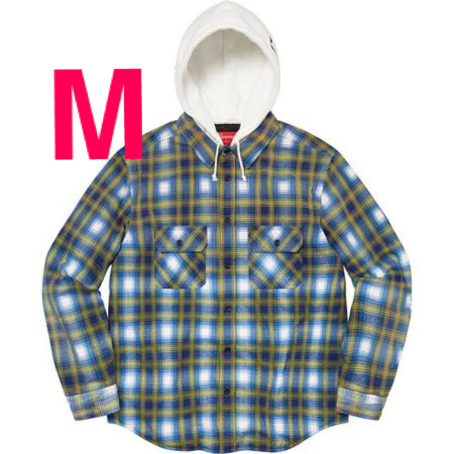 Supreme Hooded Flannel Zip Up Shirt Blue