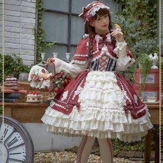 美品　ベイビーザスターズシャインブライト　赤ずきんアップリケスカート　カーデ